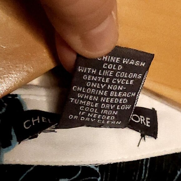 Chelsea & Theodore Blue White Floral Shirt Dress Small - Picture 7 of 7